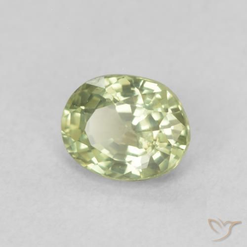 Zaffiro Verde caldo naturale da 0.53 ct, Ovale, VS