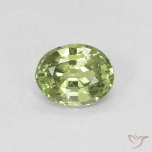 0.42ct Naturale Verde giallastro Zaffiro, Ovale, VS