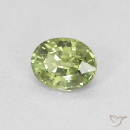 Zaffiro Verde giallastro naturale da 0.42 ct, Ovale, VS