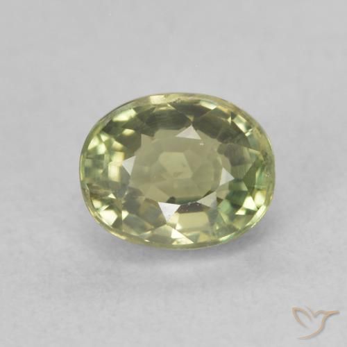 0.76ct Naturale Giallo verde Zaffiro, Ovale, VS