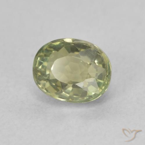 Zaffiro Giallo verde naturale da 0.76 ct, Ovale, VS
