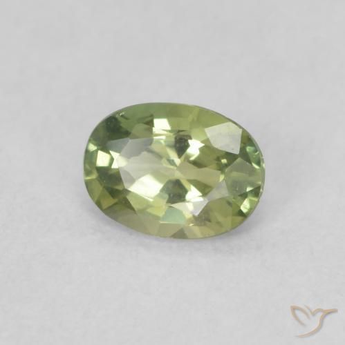 Zaffiro Verde oliva naturale da 0.37 ct, Ovale, VVS