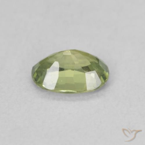 Zaffiro Verde oliva naturale da 0.37 ct, Ovale, VVS