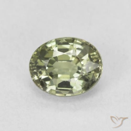 0.64ct Naturale Verde salvia Zaffiro, Ovale, VVS
