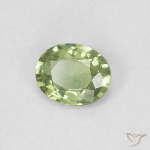 Zaffiro Verde chiaro e vivace naturale da 0.33 ct, Ovale, VVS