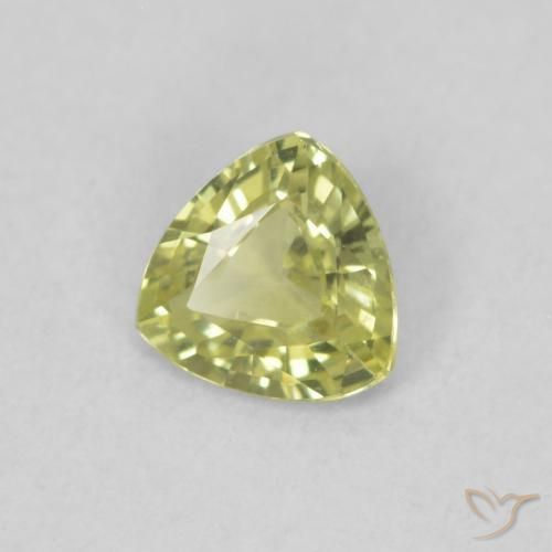 Zaffiro Verde oliva naturale da 0.37 ct, Taglio trillion, VVS
