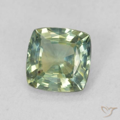 Zaffiro Blu Medio Verde naturale da 0.72 ct, Cuscino, VVS