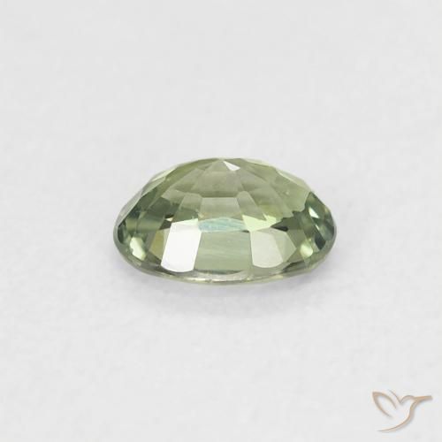 Zaffiro Verde grigiastro naturale da 0.42 ct, Ovale, VVS