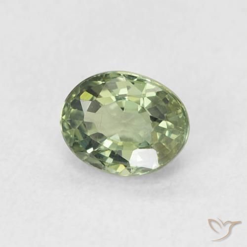 Zaffiro Verde grigiastro naturale da 0.62 ct, Ovale, VVS