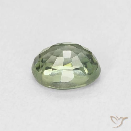 Zaffiro Verde grigiastro naturale da 0.62 ct, Ovale, VVS