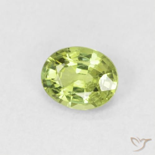 Zaffiro Verde lime naturale da 0.40 ct, Ovale, VS