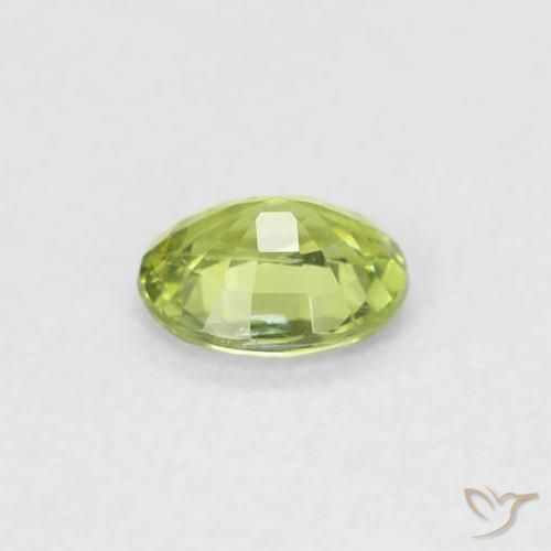 Zaffiro Verde lime naturale da 0.40 ct, Ovale, VS
