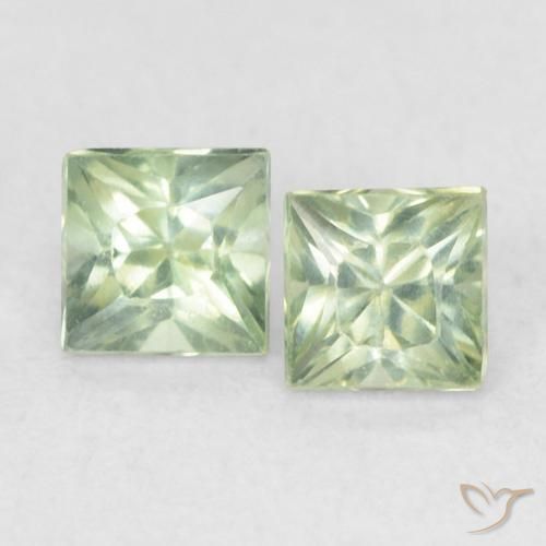 0.45ctw Naturale Verde pallido Zaffiro, Quadrato, VS