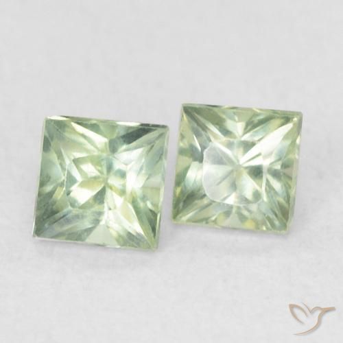 Gemme di Zaffiro Verde pallido naturale da 0.45 ct, Quadrato, VS