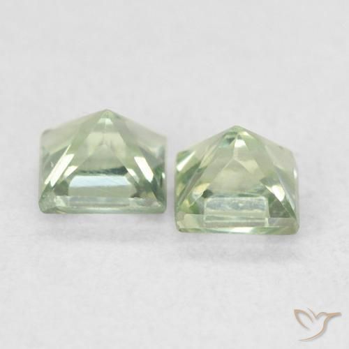 Gemme di Zaffiro Verde pallido naturale da 0.45 ct, Quadrato, VS