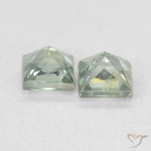 Gemme di Zaffiro grigio verdastro naturale da 0.44 ct, Quadrato, VS