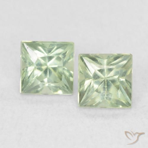 0.48ctw Naturale Verde chiaro Zaffiro, Quadrato, VS