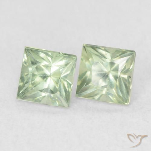 Gemme di Zaffiro Verde chiaro naturale da 0.48 ct, Quadrato, VS