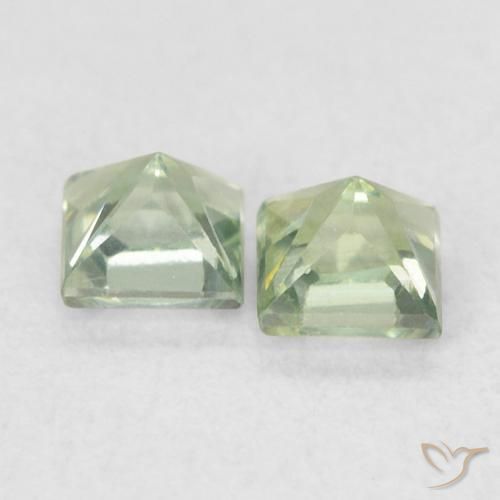 Gemme di Zaffiro Verde chiaro naturale da 0.48 ct, Quadrato, VS