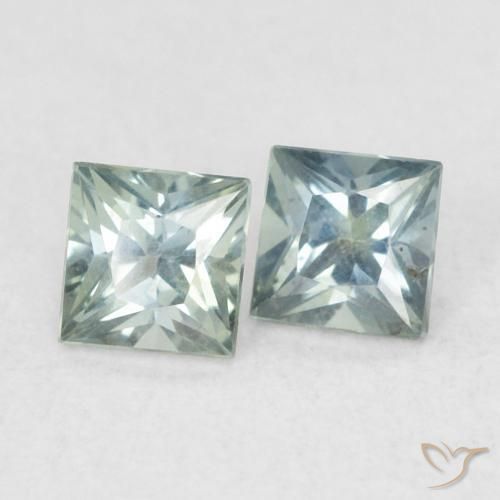 Gemme di Zaffiro grigio verdastro naturale da 0.43 ct, Quadrato, VS