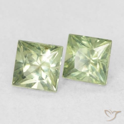 Gemme di Zaffiro Verde caldo naturale da 0.45 ct, Quadrato, VS
