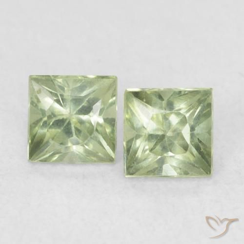 0.46ctw Naturale Verde Pera Chiaro Zaffiro, Quadrato, VS