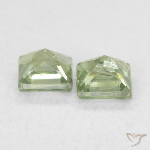Gemme di Zaffiro Verde medio naturale da 0.43 ct, Quadrato, VS