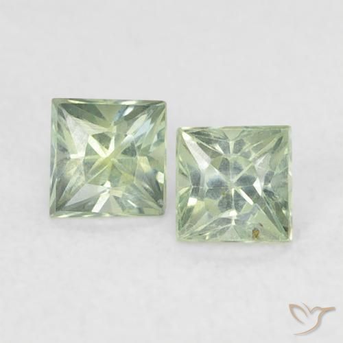 0.44ctw Naturale Verde chiaro Zaffiro, Quadrato, VS