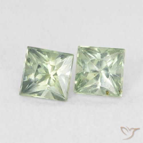 Gemme di Zaffiro Verde chiaro naturale da 0.44 ct, Quadrato, VS