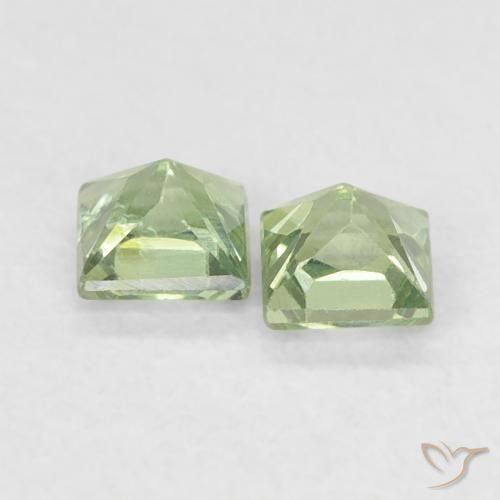 Gemme di Zaffiro Verde Salvia Chiaro naturale da 0.44 ct, Quadrato, VS