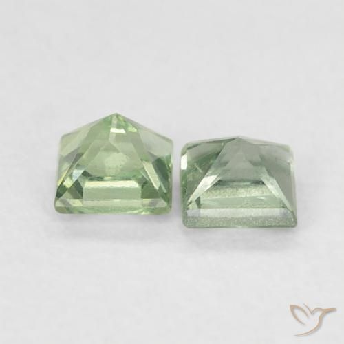 Gemme di Zaffiro Verde Salvia Chiaro naturale da 0.45 ct, Quadrato, VS