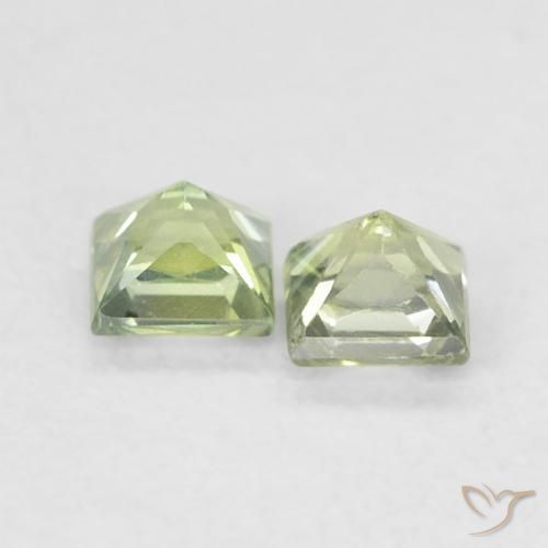 Gemme di Zaffiro Verde Salvia Chiaro naturale da 0.44 ct, Quadrato, VS