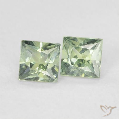 Gemme di Zaffiro Verde foresta chiaro naturale da 0.39 ct, Quadrato, VS