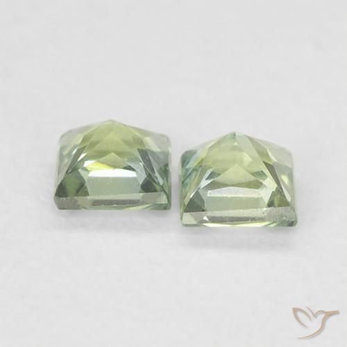 Gemme di Zaffiro Verde foresta chiaro naturale da 0.39 ct, Quadrato, VS
