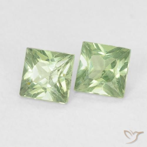 Gemme di Zaffiro Medium Light Green naturale da 0.40 ct, Quadrato, VS
