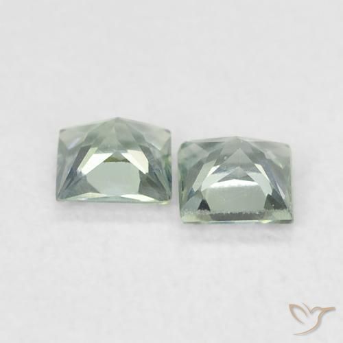 Gemme di Zaffiro Verde bluastro naturale da 0.32 ct, Quadrato, VS