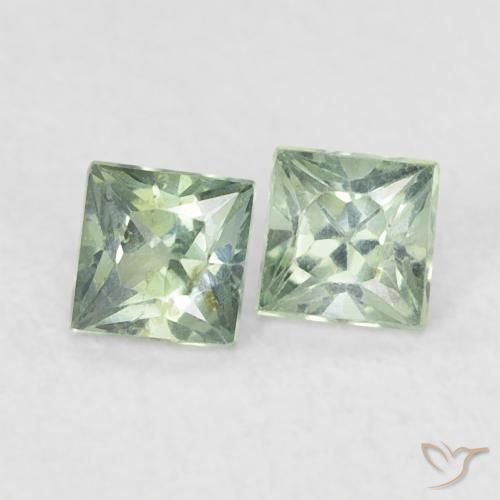 Gemme di Zaffiro Medium Light-Green naturale da 0.44 ct, Quadrato, VS