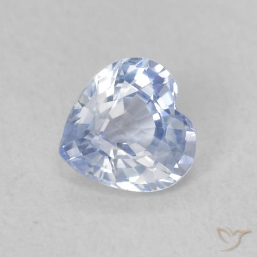 Zaffiro Bianco bluastro naturale da 0.56 ct, Cuore, VVS-VS