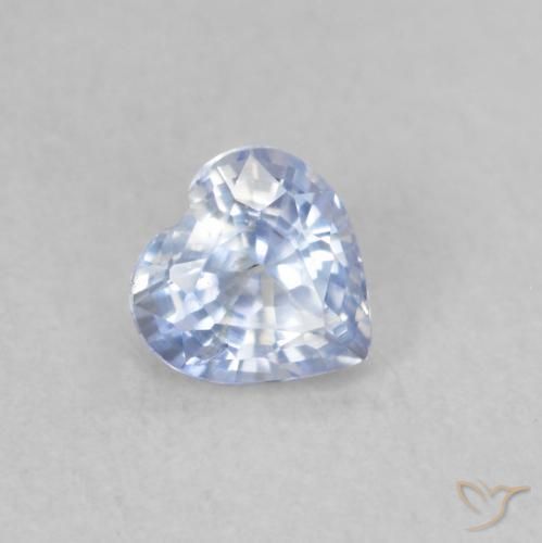 Zaffiro Bianco bluastro naturale da 0.42 ct, Cuore, VS