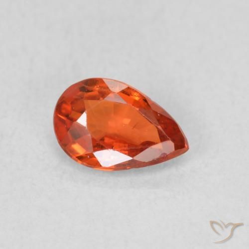 Zaffiro Arancione rossastra naturale da 0.48 ct, Forma a pera, VS
