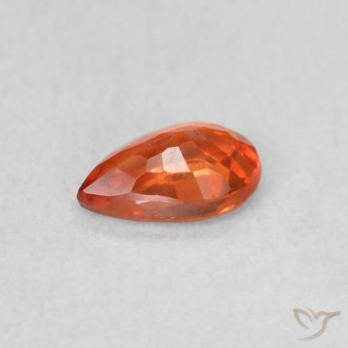 Zaffiro Arancione rossastra naturale da 0.48 ct, Forma a pera, VS