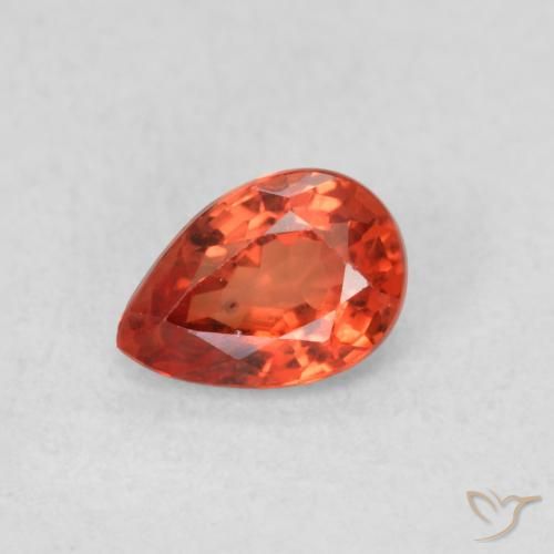 0.55ct Naturale Arancione rossastra Zaffiro, Forma a pera, VS