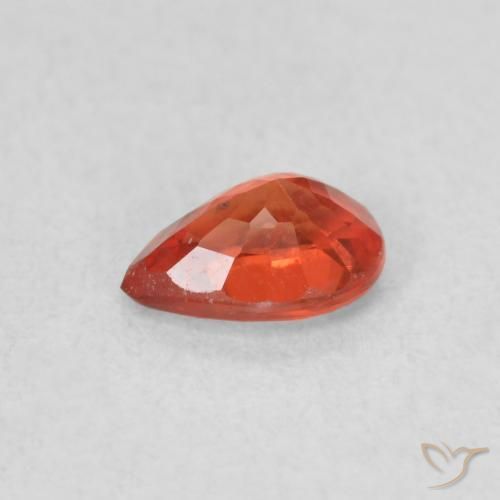 Zaffiro Arancione rossastra naturale da 0.55 ct, Forma a pera, VS