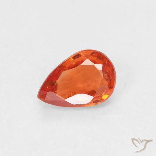 0.50ct Naturale Arancio Intenso Zaffiro, Forma a pera, VS