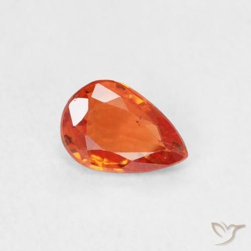 Zaffiro Arancio Intenso naturale da 0.50 ct, Forma a pera, VS