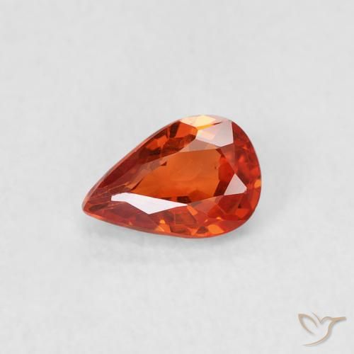 0.52ct Naturale Arancia Fuoco Zaffiro, Forma a pera, VS