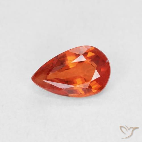 0.55ct Naturale Arancione rossastra Zaffiro, Forma a pera, VS