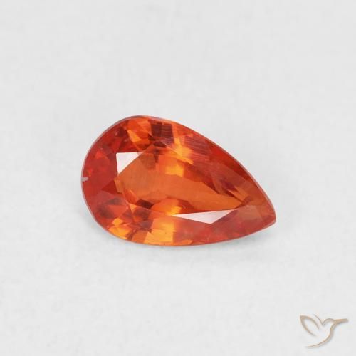 Zaffiro Arancione rossastra naturale da 0.55 ct, Forma a pera, VS