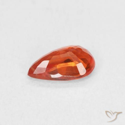 Zaffiro Arancione rossastra naturale da 0.55 ct, Forma a pera, VS