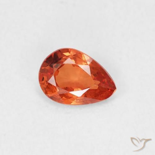 Zaffiro Arancione rossastra naturale da 0.44 ct, Forma a pera, VS